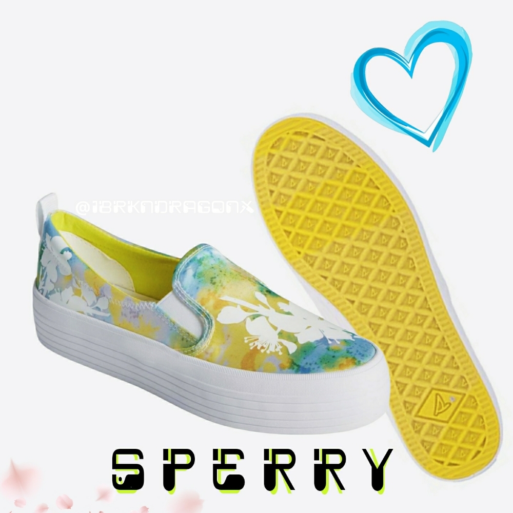Sperry Crest Tokyo Nights Floral Tie-Dye Platform Slip On NWT Limited Edition - Picture 4 of 16